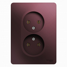 Розетка двойная без заземления,16А, 250В, в сборе,баклажановый Glossa Systeme Electric. Вид 1