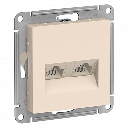 Розетка двойная компьютерная RJ45+RJ45, кат.5E, механизм (бежевый) Atlas Design Systeme Electric. Вид 1