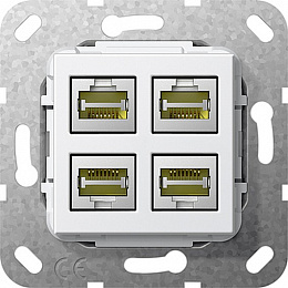 Розетка компьютерная 4xRJ45 (белый) System 55 Gira. Вид 1