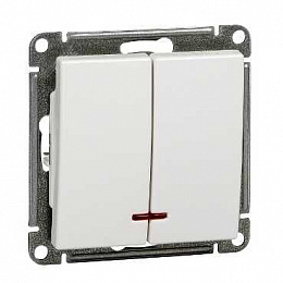 Выключатель 2-клавишный, с подсв. 10АХ, механизм (белый) Wessen 59 Systeme Electric. Вид 1
