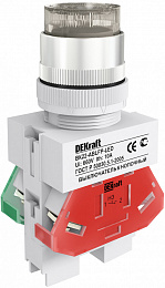ВК22-ABLFP-WHI-LED-24 Кнопка выступающая белая с подсветкой 20 мм, 24В AC/DC DEKraft. Вид 1