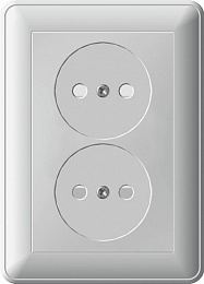 Розетка двойная без заземления со шторками, 16А, в сборе, (сосна) Wessen 59 Systeme Electric. Вид 1