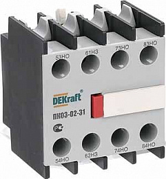 ПК03-02-31 Приставка контактная фронтальная доп.контакты 3НО+1НЗ DEKraft. Вид 1