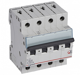 TX3 Автоматический выключатель 4-полюсный, 20А, 6kА (хар-ка B) Legrand. Вид 1