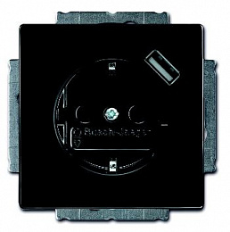 20 EUCBUSB-81-500 Розетка SCHUKO 16А 250В с защитными шторками, с USB 700мА, серия Future/Axcent/Carat/Династия антрацит АВВ. Вид 1