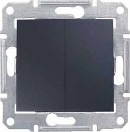 Выключатель 2-клавишный, IP44, сх. 5, 10а, 250В (графит) Sedna Schneider Electric. Вид 1