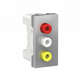 Розетка 3 RCA, 2 модуля (алюминий) Unica Modular Schneider Electric. Вид 1