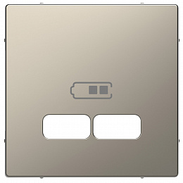 Центральная накладка для USB Механизма 2,1а (никель) Merten D-Life Schneider Electric. Вид 1