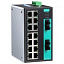 16-портовый неуправляемый коммутатор: 14х10/100 BaseT Ethernet и 2х100BaseFX, -40...+75С MOXA. Вид 1.