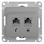 Розетка двойная компьютерная RJ45+RJ45, кат.5e, механизм (алюминий) Glossa Systeme Electric. Вид 1.