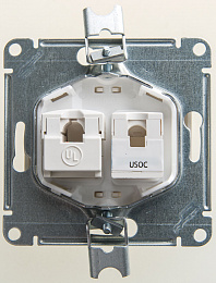 Розетка двойная компьютерная RJ45+RJ45, кат.5e, механизм,перламутр Glossa Systeme Electric. Вид 1