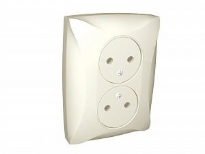 Розетка двойная без заземления, 16А, в сборе (бежевый) Дуэт Schneider Electric. Вид 1