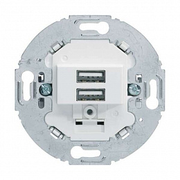 Розетка 2xUSB, круглый суппорт, 230 V, 3.0A, механизм (белый) Berker. Вид 1