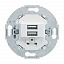 Розетка 2xUSB, круглый суппорт, 230 V, 3.0A, механизм (белый) Berker. Вид 1.