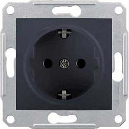 Розетка 2Р+Е, с заземлением, без шторок (графит) Sedna Schneider Electric. Вид 1