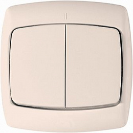 Выключатель 2-клавишный, С/У 10А, 250В, (слоновая кость) Рондо Systeme Electric. Вид 1