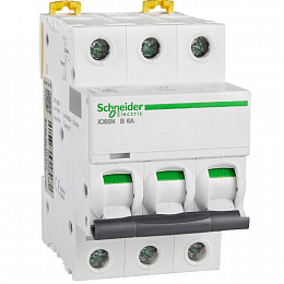iC65N 3P 6А Автоматический выключатель 3-полюсный, 6А, 6кА (хар-ка B) Schneider Electric. Вид 1