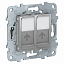 Розетка компьютерная, RJ45, двойная, кат. 6 utp (алюминий) Unica New Schneider Electric. Вид 1.