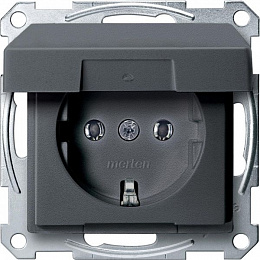 Розетка SCHUKO с крышкой (антрацит) Merten Schneider Electric. Вид 1