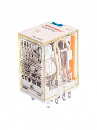 Реле 4CO, 6A(250VAC/30VDC), 12VDC, мех. индикация, тест-кнопка с блокировкой, LED Shenler. Вид 1