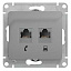 Розетка двойная RJ11+RJ45, кат.5e, механизм (алюминий) Glossa Systeme Electric. Вид 1.