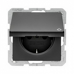 3288 NG UJP Розетка SCHUKO арт., панельная 2P+E, IP54 с крышкой, 10/16А, 250В, цвет чёрный ABB. Вид 1