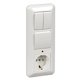 Блок С/У: розетка с зазем. + выкл.1-клав. + выкл 1-клав (белый) Прима Systeme Electric