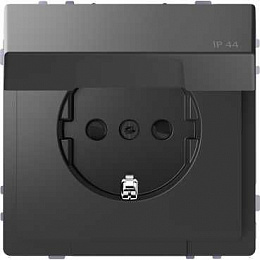 Розетка 16А с з/к и крышкой IP44 (антрацит) Merten D-Life Schneider Electric. Вид 1