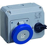 463 MHS6W Розетка для монтажа на поверхность с выключателем и блокировкой 63A, 3P+N+E, IP67 АВВ