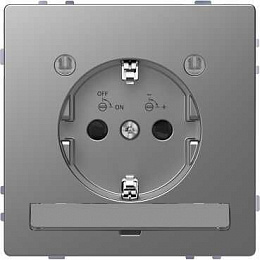 Розетка 16А с з/к и led модулем (нержавеющая сталь) Merten D-Life Schneider Electric. Вид 1