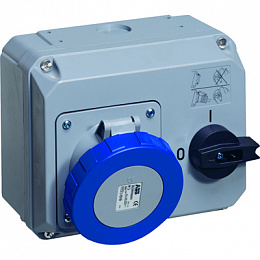 463 MHS6W Розетка для монтажа на поверхность с выключателем и блокировкой 63A, 3P+N+E, IP67 АВВ. Вид 1