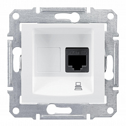 Розетка компьют., RJ45, одиноч., кат. 6, экран. stp, с пруж. заж. (белый) Sedna Schneider Electric. Вид 1