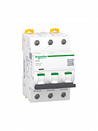 iC60N 3P 10А Автоматический выключатель 3-полюсный, 10А, 6кА (хар-ка C) Schneider Electric. Вид 1