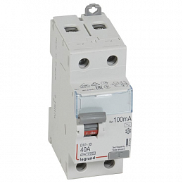 DX3 Блок утечки тока (УЗО) 2-полюсный, 40А, 100mA, тип AC Legrand. Вид 1