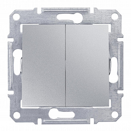 Выключатель 2-клавишный, IP44, сх. 5, 10а, 250В (алюминий) Sedna Schneider Electric. Вид 1