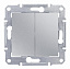 Выключатель 2-клавишный, IP44, сх. 5, 10а, 250В (алюминий) Sedna Schneider Electric. Вид 1.