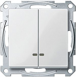 Выключатель 2-клавишный с подсв, без рамки (белый) Merten M-Trend Schneider Electric. Вид 1
