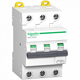 iC60 RCBO Дифф. автомат 3-полюсный, 32А, 6кА, 30мA, тип A (хар-ка С) Schneider Electric. Вид 1