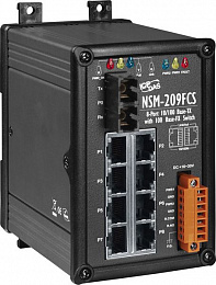 Индустриальный коммутатор: 8х10/100 Base-T Ethernet и 1 портом Single-mode 100 Base-FX, IP20 ICP DAS. Вид 1