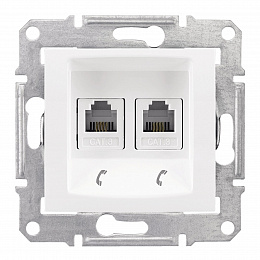 Розетка телефонная 2хRJ11 (белая) Sedna Schneider Electric. Вид 1