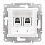 Розетка телефонная 2хRJ11 (белая) Sedna Schneider Electric. Вид 1.