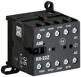 K-6-22-Z Миниконтактор 3A 2НО+2НЗ катушка 220В AC ABB. Вид 1