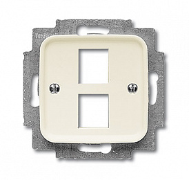 2561-02-212 Плата центральная (накладка) для 2-х разъёмов Modular Jack (артикулы 0210, 0211 и 0219), серия Busch-Duro 2000 SI, цвет слоновая кость A. Вид 1