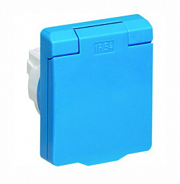3288 AZ UJP Розетка SCHUKO , панельная 2P+E, IP54 с крышкой, 10/16А, 250В, цвет синий ABB. Вид 1