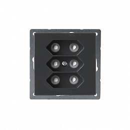 303UC-81 Розетка 3*EuroSocket 6А 230В, без заземления, антрацит ABB. Вид 1