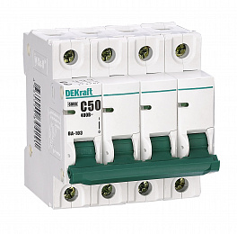 ВА-103 Автоматический выключатель 4-полюсный, 4А, 6kА (хар-ка С) DEKraft. Вид 1