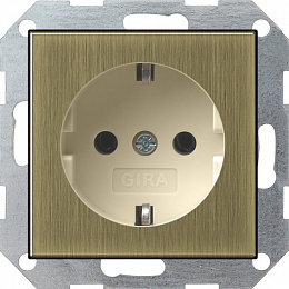 Розетка с заземлением (бронза/кремовый) System 55 Gira. Вид 1