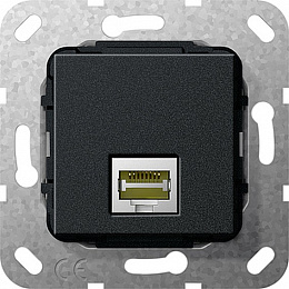 Розетка компьютерная RJ45 (черный) System 55 Gira. Вид 1