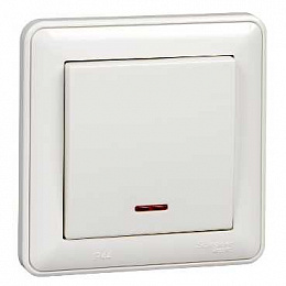 Переключатель 1-клавишный, с подсв. 10АХ, IP44, в сборе (белый) Wessen 59 Schneider Electric. Вид 1