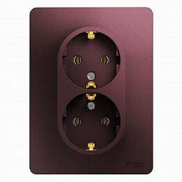 Розетка двойная с заземлением,16А, 250В, в сборе,баклажановый Glossa Systeme Electric. Вид 1